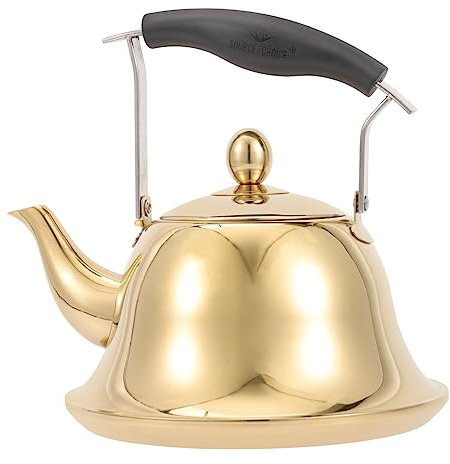 Zerodeko Tetera De Acero Inoxidable Flauta China Cafetera De Metal Estufas De Camping Olla Para Calentar Agua Cafetera Antigua Hervidor De Agua Casero Exterior Pava Oficina
