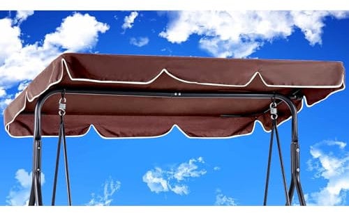 Hollywoodschaukel Dachbezug210 x145 cm Wasserdicht,Hollywood Swing Ersatzdach Winddicht, Dauerhaft Hollywoodschaukel Ersatzdach Reißfest, Polyestertuch Anti-UV Staubdicht (210 * 145cm,Braun)
