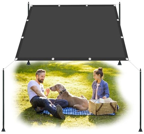 Voile d'ombrage Rectangulaire Étanche 5 x 6 m Toile d'ombrage Pergola Imperméable Protection UV 98% avec Oeillets et Cordons pour Patio Jardin Terrasse, Gris Foncé