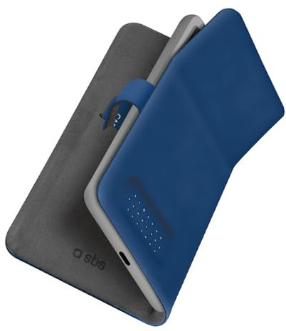 SBS Custodia a libro universale per smartphone fino a 6.8, custodia book, cover a libro, blu