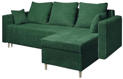 MARPUR Schlaf-Ecksofa OTTO 230x145 cm Polstercouch in L-Form mit Schlaffunktion, mit Bettkasten und Kissen, universelle Seite, Stark Stoff POSO 612, Dunkelgrün