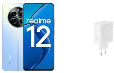 realme Teléfono Móvil 12 4G 8+256 GB,Procesador Qualcomm Snapdragon 685, Sony LYT-600 OIS Portrait Camera,Gran batería de 5000 mAh,Azul + SUPERVOOC 67W Power Adapter White