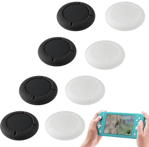 4 Paare Joystick Kappen, Ersatzkappe für Nintendo Switch/Lite/OLED Controller, Thumb Grip Analog Stick Cover für Joy Con Controller, Silikon Joystick-Griffkappen, Schwarz und Weiß - 8 Stück