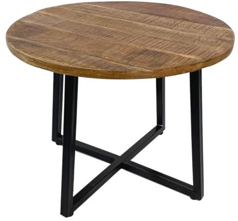 Amago home Couchtisch rund ø55/60/65/75cm Beistelltisch Industrie Style Metall Gestell Farbe Cannes ø 60cm schwarz/Tabacco