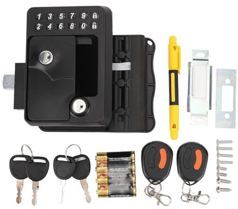RV Door Lock Keyless Entry Keypad, RV Keyless Entry Password RV Door Latch with 2 Remote Control, RV Door Lock Replacement for Travel Trailer RV Yacht