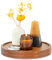 WLWNWFT Lot de 2 plateaux ronds en bois d'acacia de 25 cm - Plateau de service décoratif pour saucisses, fromage, bougies, boissons, café, décoration