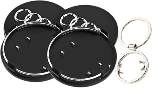 GDFJBG 4 Stück 60 mm Auto Radnabenkappen und Schlüsselring, Felgendeckel, Nabendeckel für ABS Einfaches und Elegantes Design Logo Radnaben (Schwarz)
