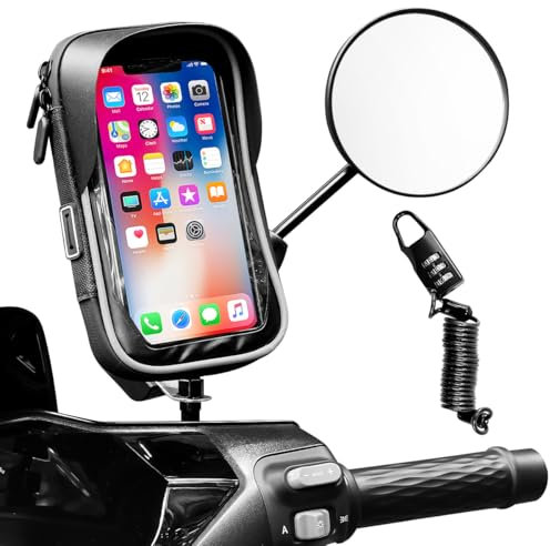 LPAMABA Support Telephone Moto Étanche - Support Telephone Moto Anti Vibration, Écran Tactile, Smartphone de 6,8 Pouces, avec Antivols de Casque, Réglage Libre à 360°