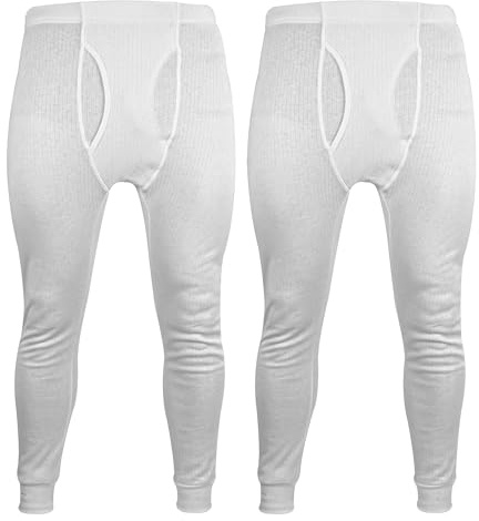 THMO 2 Pack Kids Thermal Bottoms Winter Warm Base Layer Thermal Underwear Bottoms for Boys and Girls (UK, Age, 12 Years, 13 Years, Regular, White (X2))
