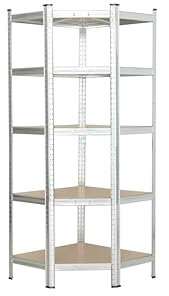 KG KITGARDEN Eckregal aus verzinktem Stahl mit 5 MDF-Einlegeböden, 180 x 40 x 70 cm