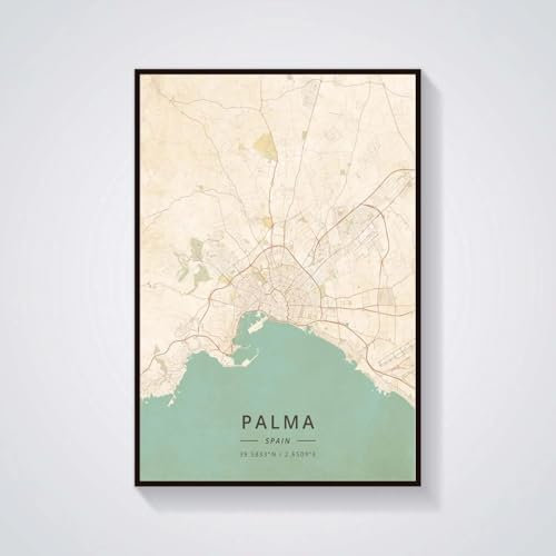Abstrakte Karte Stadt Spanien Palma Poster Und Drucke Leinwand Malerei Wand Kunst Bild Für Wohnzimmer Wohnkultur 30X40Cm Kein Rahmen