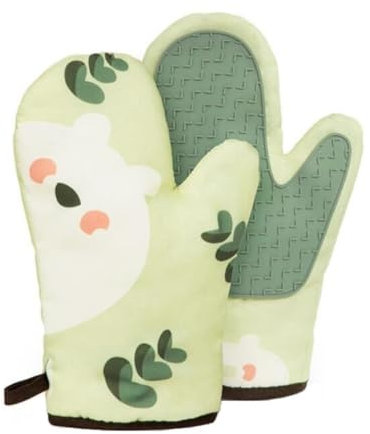 CUEMOON 1 Pcs Verdickte Hitzebeständige Ofenhandschuhe, Küche Topfhandschuhe Mit Silikon Anti Rutsch Design, Geeignet Für Kochen, Backen, Grillen (die rechte Hand)