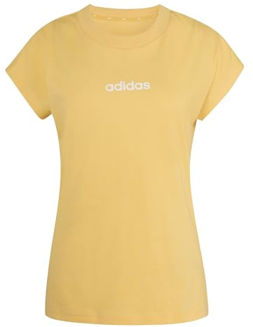 adidas Women's Essentials LINEAR Cotton T-Shirt, Semi Ice Tangerine/White, XL