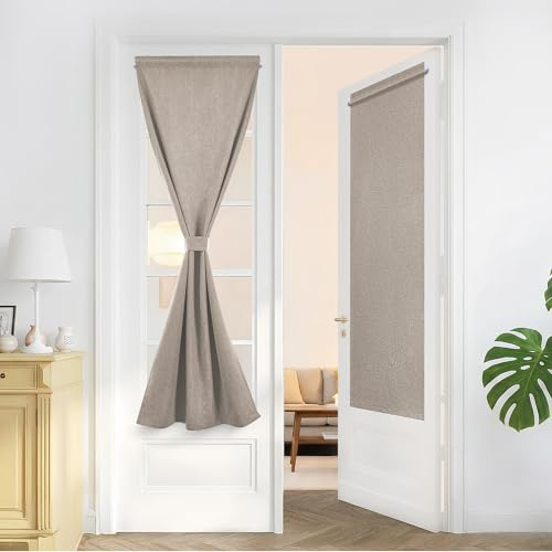 Deconovo Tende Oscuranti 100% con Tasca per Asta – Set di 2 Pannelli, Tende per Interni a Vetro Finestra, 70x150 cm, Cachi, per Cucina, Bagno, Camera e Ufficio