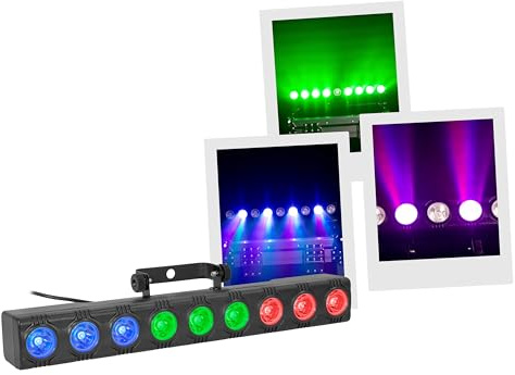 BoomToneDJ ColorBar 9x3W RGB – Barre LED RGB 9x3W avec contrôle DMX, télécommande IR, Effets stroboscopiques et LED Individuelles – Idéale pour DJ, scènes, événements et installations Fixes