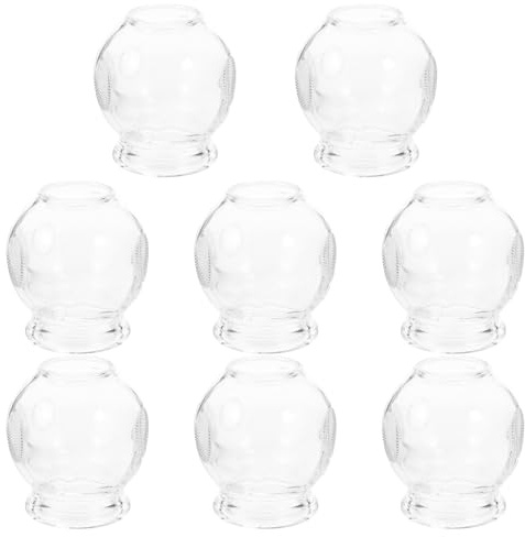 VALICLUD Lot de 8 Ventouses en Verre Épais Transparent, Tasses de Massage sous Vide pour Thérapie Feu, Taille 2, Antidérapantes et Résistantes aux Traces, Usage Domestique et Salon Bien-