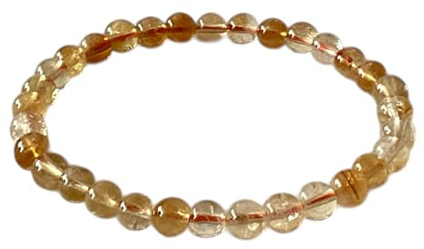 Steinfixx Citrin (gebrannt) Perlenarmband I 6mm I 19cm I starker Heilstein I handgefertigt I elastisch I Brasilien I AAA-Qualität I Geschenkverpackung