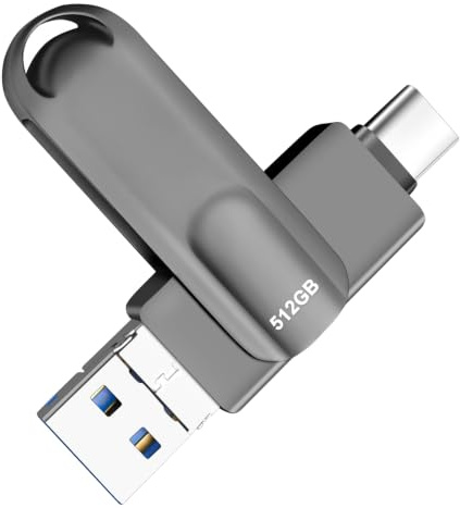 4-in-1 USB C Flash Drive 512GB High-Speed USB C Stick 512GB Memory Stick Portable Thumb Drive Compatible with Smartphones, Computers, Laptop & PC
