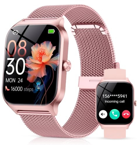 CASCHO Smart Watches for Women, 1.85 HD Smartwatch with 120+ Sports Modes/Heart Rate/Sleep Monitor, Fitness Tracker with Bluetooth Calling/Voice Control for Android iOS, Rose Gold 3