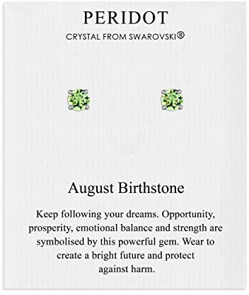 Geburtsstein-Ohrringe August (Peridot) Erstellt mit Zircondia®-Kristallen