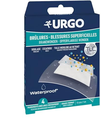 Urgo - Pflaster für Verbrennungen – wasserfest – Tüll Lipido-Kolloid – groß, 4 Stück