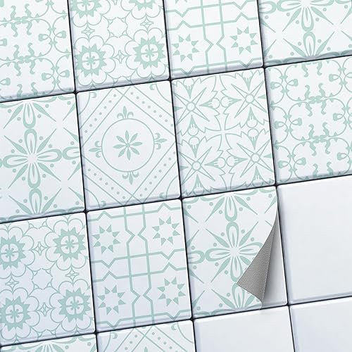 creatisto Mosaik-Fliesen Fliesensticker Fliesenfolie - Klebefolie Aufkleber für Fliesen I Klebefliesen Deko Folien für Fliesen Ornament in Bad u. Küche (20x25 cm I 18 -Teilig)