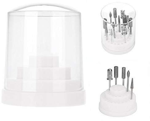 48 Holes Nail Drill Holder Professional Nail Art Plastic Drill Stand for Nail Art Drill Bit Organizer Box Holder(White)