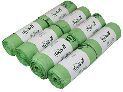 50 Litre Bioliner - Compostable Swing Bin/Caddy Liners – 8 Rolls - 200 bags