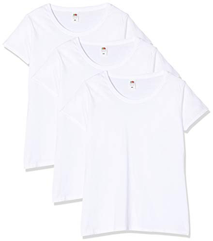 Fruit of the Loom Women's Lady-Fit Original Tee, 3 Pack T-Shirt, White (White 30), 12 (Size:XL) (Pack of 3)