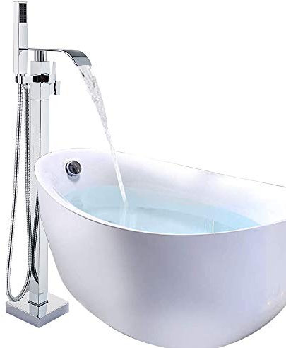 Onyzpily Chrom Freistehende Badarmaturen Bodenmontage Badarmatur Handbrause Mischbatterie 360° Einfüllstutzen Duscharmatur