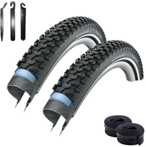 maxxi4you Fahrradreifen Mountainbike Schwalbe Marathon Plus MTB Unplattbar mit Reflex + 2 Schläuche SV19 inkl. 3 Reifenheber 29 x 2,10 Schwarz