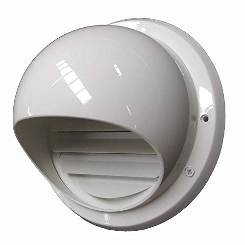Lufthaube Kugelhaube Zulufthaube Ablufthaube Kunststoff weiss Lamellenhaube Insektenschutz Wetterschutzgitter Fassadenabluftgitter Aussenwandgitter (100mm)