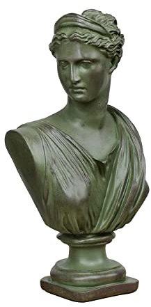 Beonueni Römische Göttin der Weisheit Büste Statue Gipsstatue Replik Skulptur Figur Home Decor Harz Handwerk für Skizzieren Praxis Künstler (Vintage Grün)