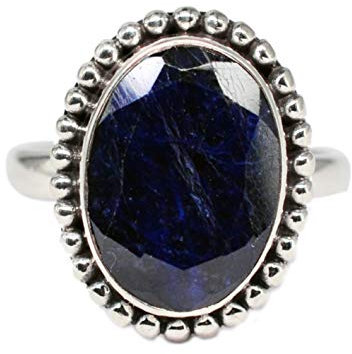 Meadows 925 Sterlingsilber Blau Saphir Edelstein Ringgröße 7 US Ring Schmuck Crystalcraftindia