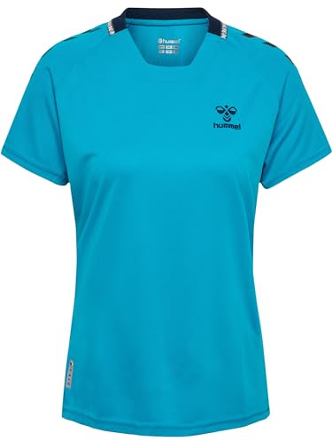 hummel Damen Hmlongrid Poly Jersey S/S Wo T Shirt, Atomic Blue/Marine, XL EU
