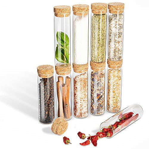 Tuuters 25x Gewürzgläser mit Griff-Korken aus Glas zur Aufbewahrung von Gewürzen (100 x Ø30mm)