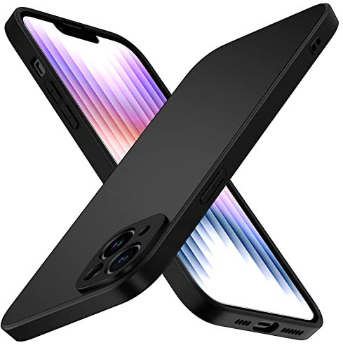 ivoler Silikon Hülle für iPhone 14 6.1 Zoll mit Kameraschutz, Ultra Dünne Weiche Stoßfest Schutzhülle Flexible TPU Matte Schwarz Handyhülle Kratzfest Case Cover