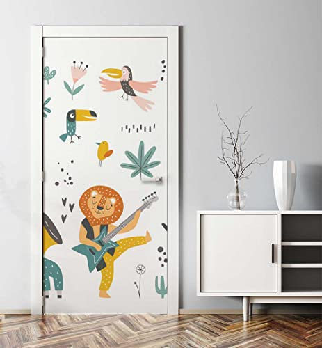 MyMaxxi - Tür bekleben mit Türtapete Türposter Türfolie Selbstklebend 90x200 Tropische Tiere - Tür verschönern Türaufkleber Türklebefolie Zeichnung Kindergarten Regenbogen Mehrfarbig
