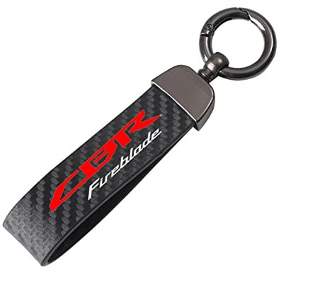Motorrad Schlüsselanhänger Motorrad Kohlefaser Leder Seil Schlüsselanhänger Schlüsselanhänger Für Honda CBR Fireblade CBR1000RR CBR Fireblade 2008-2017 (Farbe : Schwarz, Size : Normal)