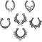 Kakonia Fake Nose Ring Septum für Damen Herren Fake Nasenpiercing Ring Hoop Clip On Lip Ohr Fake Septum Piercing Fake Nasenring Schwarz