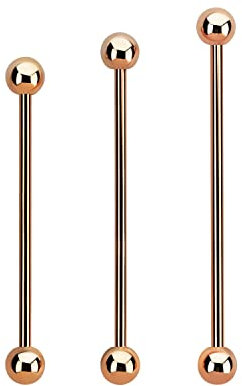 1,6 mm Industrial Barbell Rosengold Kugeln Balls Piercing Hantel Stab Ohr Rosé 32 mm