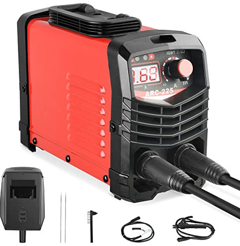 Saldatrice inverter MMA 220V,Aomdom saldatrice elettrodo IGBT 225A con display digitalesolo LED saldatrice portatile per saldatori elettrici per manutenzione di varie apparecchiature(rosso)