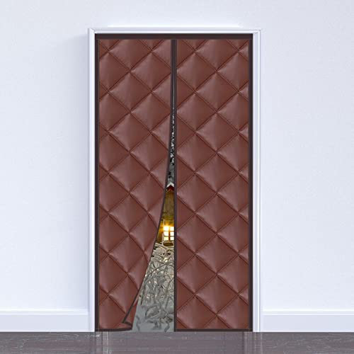 Magnet Thermo Türvorhang 200x260cm, Thermovorhang Filz Tür Wind- und wasserdicht, Isoliervorhang Kälteschutz Haustür Kinderleichte Klebemontage, Braun