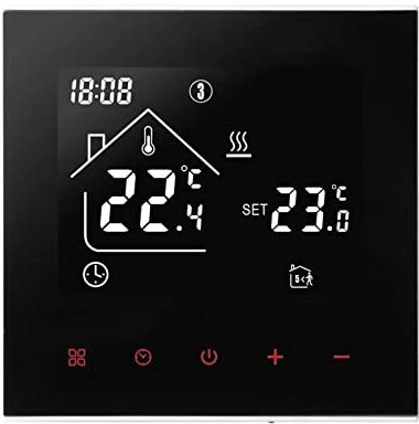 Termostato digital para habitación, pantalla LED, regulador de temperatura programable semanalmente para calefacción por suelo radiante, color negro - Calefacción de caldera 3 A
