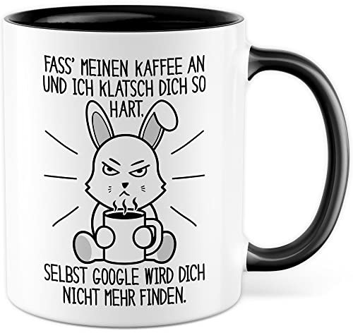 Tasse Kaffee-Liebhaber Geschenk, Fass meinen Kaffee an und ich klatsch dich so hart Geschenkidee Kaffee-Fans Kaffee-Becher Kaffetasse Tasse mit Spruch lustig Kaffee-Genießer (Weiß/Schwarz)