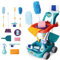 deAO Kids Cleaning Set 12 PCS Pretend Play Detachable Housekeeping Cart with Broom, Dust Pan, Spray Bottle Children House Cleaning Tools Toys, Kids Broom and Mop Set for Ages 3+