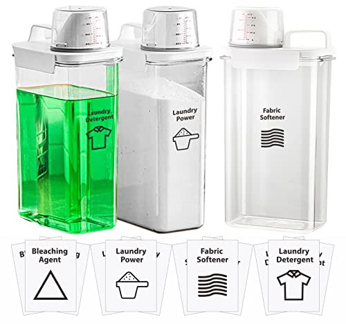 [3er-Pack] Flüssigwaschmittelspender für Waschküche, Organisation und Aufbewahrung, 2300 ml großes Fassungsvermögen, BPA-frei und PET-Kunststoff, transparent