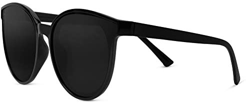 URAQT Sonnenbrille, Schwarze Retro Vintage für Herren Damen, Rahme Ultra Leicht Brille mit UV 400 Schutz, Unisex Mode Sunglasses zum Golf Fahren Angeln Reisebrille Outdoor Sport(Zwei Punkt)