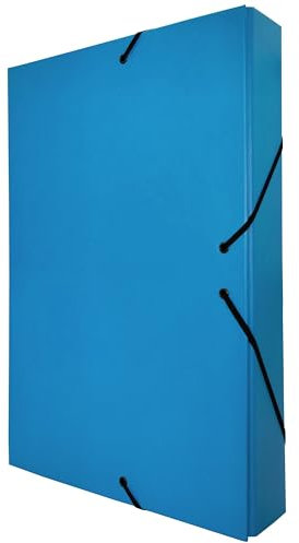 Raylu Paper – Carpeta de Proyectos Mate de tamaño A4 con lomo de 5 cm, carpeta de cartón resistente y cierre con gomas para proyectos escolares u oficina, Archivador tamaño 34 x 24 cm (Azul)