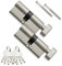 Bwintech 2 Pcs clé alike 40T/40MM euro cylindre de serrure en laiton, 80mm bouton/clé cylindre de serrure avec 10 touches en laiton horizontales, anti cueillette, finition nickel satiné